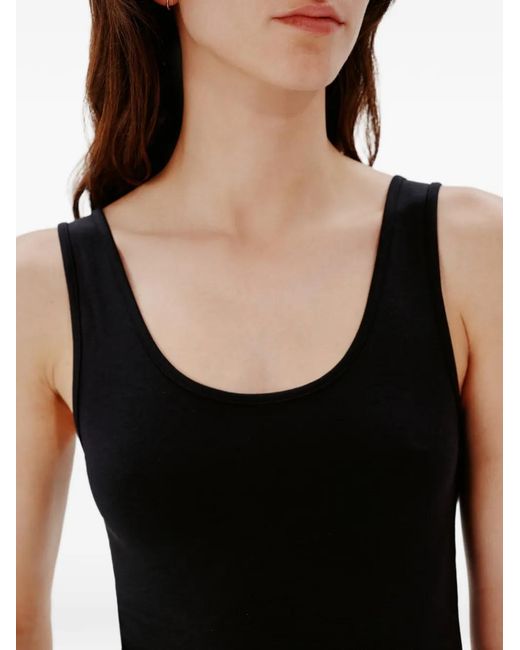 Another Tomorrow Black Slim-Fit Tank Top