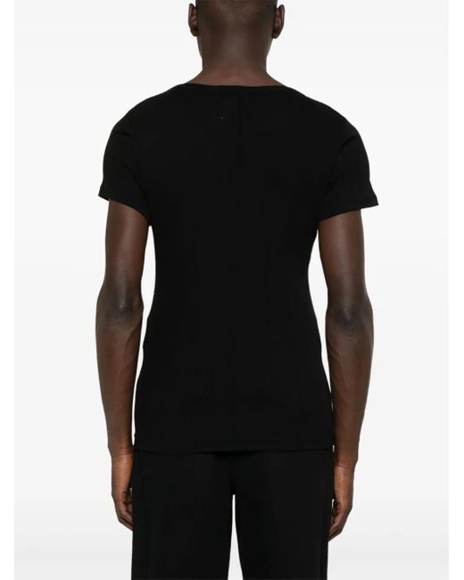 Yohji Yamamoto Black Ribbed T-Shirt for men
