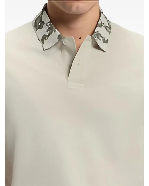 Boss White Graphic-Print Collar Polo Shirt for men