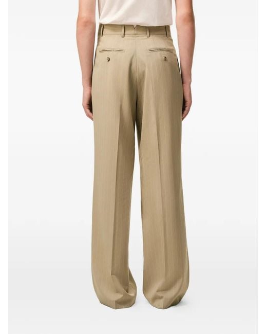 AMI Natural New Wool Low Waist Wide Trousers for men