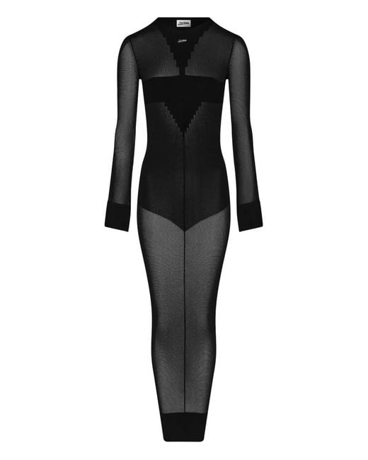 Jean Paul Gaultier Black Long-Sleeves Knitted Maxi Dress