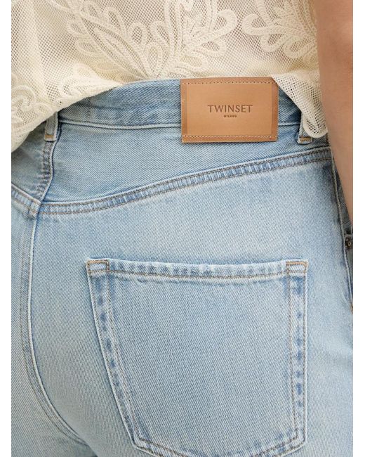 Twinset Blue Logo-Patch Straight-Leg Jeans