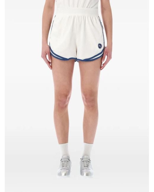 Nike White Contrast-Trim Logo-Patch Shorts