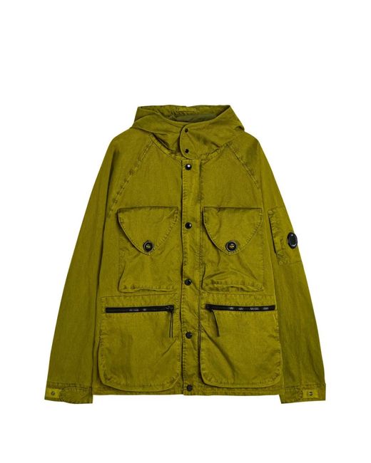 C P Company Green Panama-R Button Hooded Jacket for men