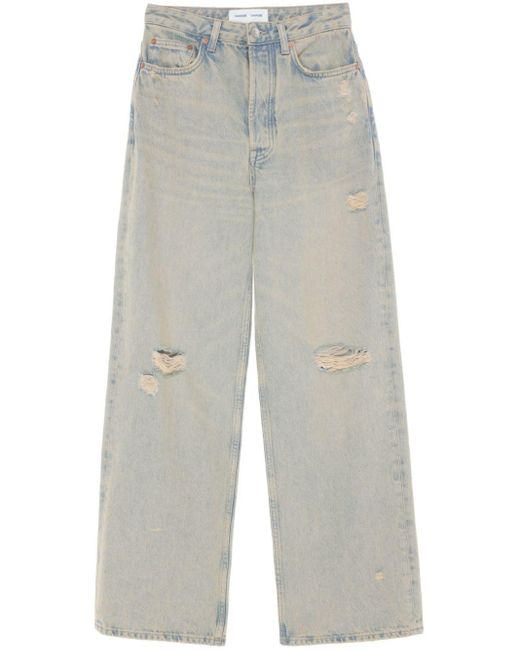 Samsøe & Samsøe White Shelly Cotton Wide-leg Jeans