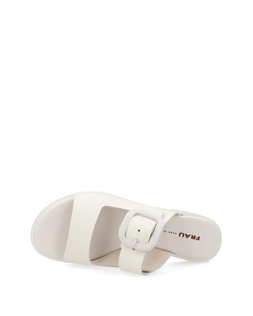 Frau White Buckled Leather Sandals