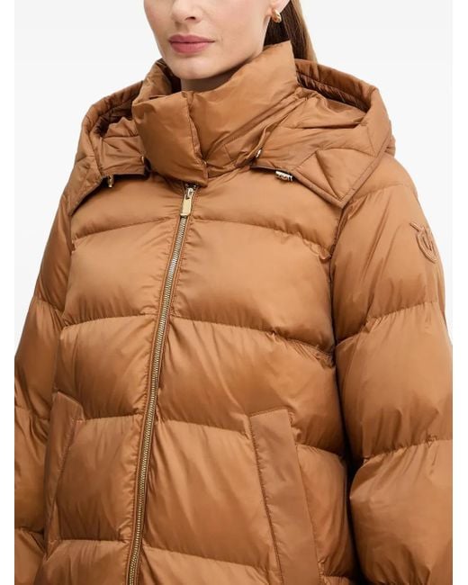 Pinko Brown Veste Matelassée À Capuche