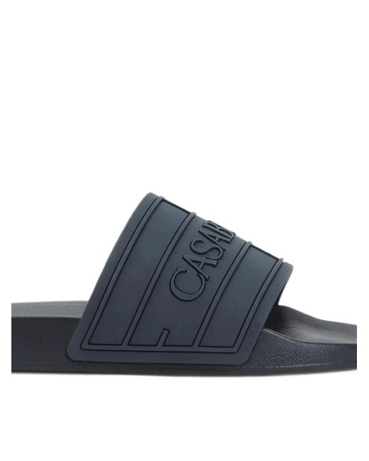 Casablanca Blue Logo-Embossed Slides for men