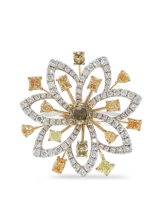HYT Jewelry White Bague Fleurie À Diamants