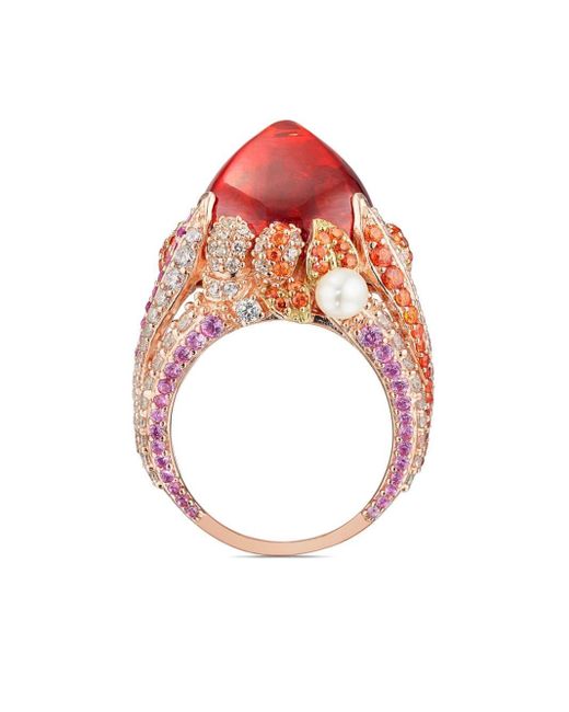 Anabela Chan White 18kt Rose Gold Vermeil Goldenberry Sugarloaf Gemstone And Pearl Ring