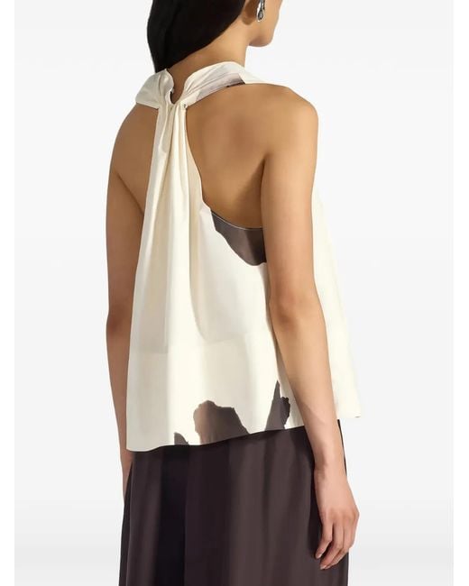 Liviana Conti Natural Blouse Fleurie À Col V