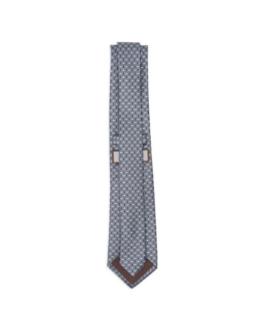 Canali White Geometric-Pattern Tie for men