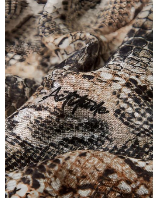 Twinset Gray Snakeskin-Print Scarf