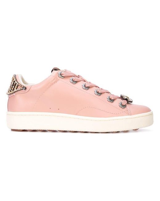 COACH C101 With Tea Rose Eyelets And Bow in Pink | Lyst