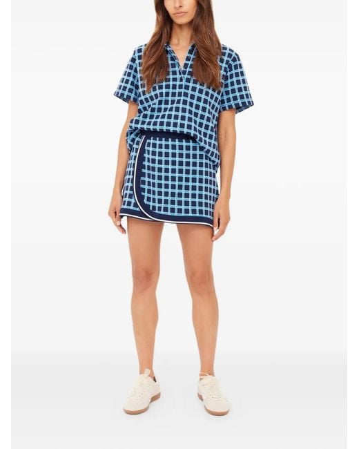 The Upside Blue Clubhouse Reece Check-Pattern Skort