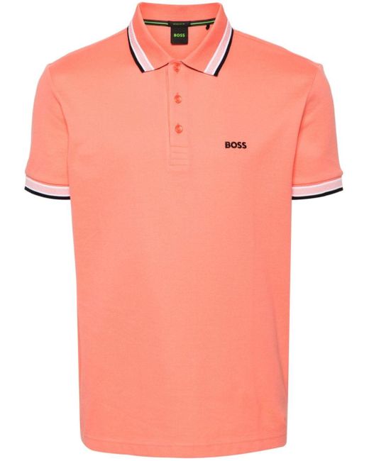 Boss Orange Logo-embroidered Piqué Polo Shirt for men