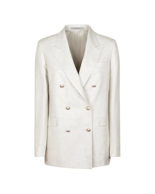 Tagliatore White Double-Breasted Blazer