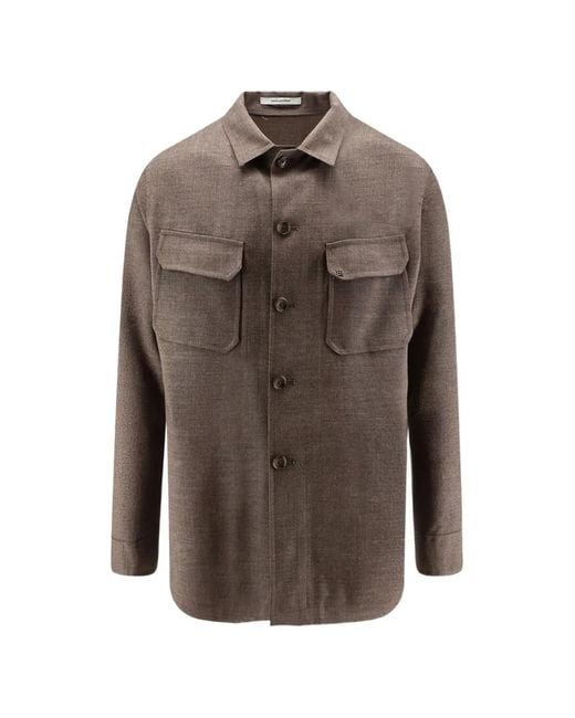 Tagliatore Brown Button-Up Shirt Jacket for men