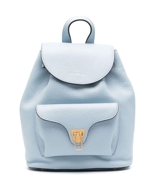 Coccinelle Blue Beat Soft Leather Backpack