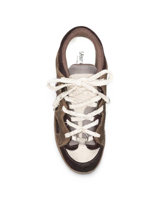 Santha Brown Love Park Cut-Out Panelled Sneakers for men