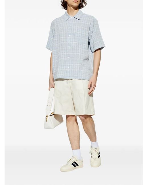 Samsøe & Samsøe Blue Checked-Pattern Chest-Pocket Shirt for men