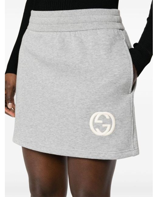 Gucci White Interlocking G-logo Cotton Miniskirt