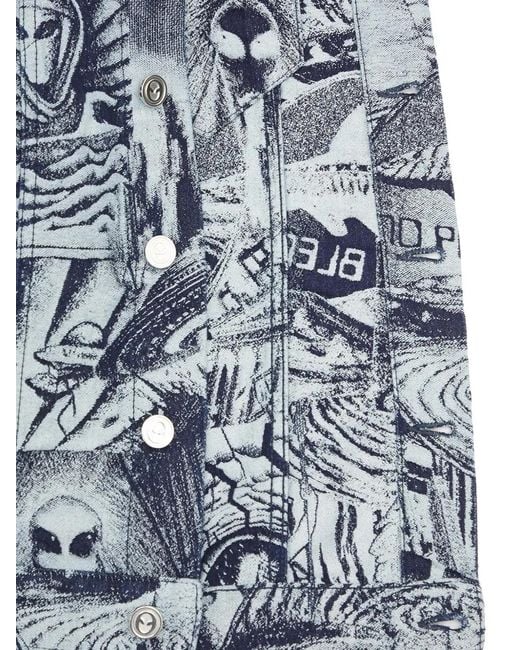 Aries Blue Graphic-Pattern Shirt Jacket for men