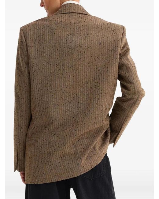 Rohe Brown Herringbone Double-Breasted Blazer