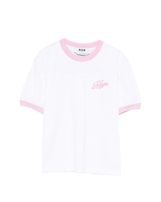 MSGM White Embroidery T-Shirt