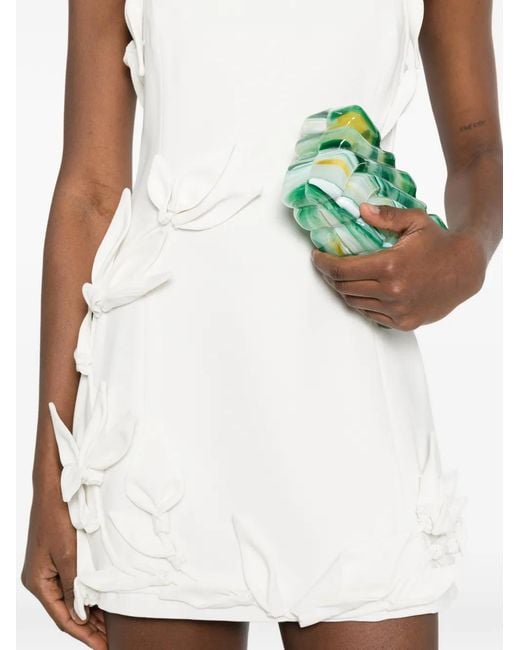 Cult Gaia White Elliana Floral-Appliqué Mini Dress