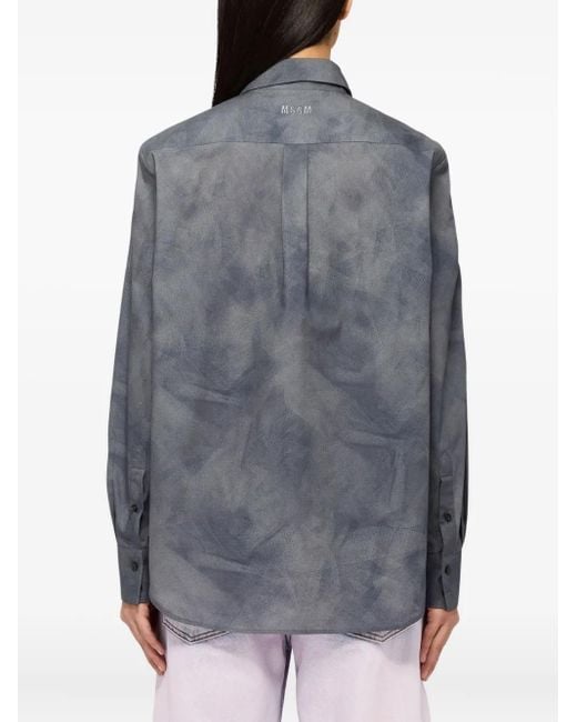 MSGM Gray Floral-Print Shirt