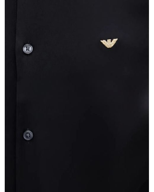 Emporio Armani Black Logo-Detail Casual Shirt for men