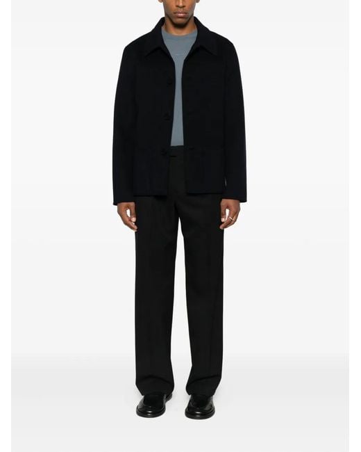 Sandro Black Buttoned Patch-Pocket Jacket for men