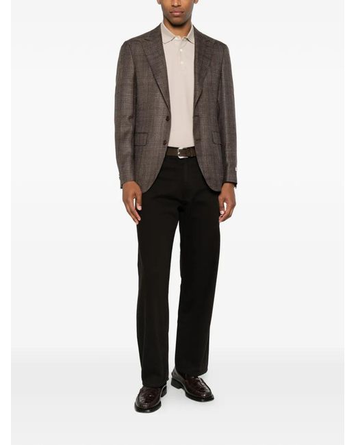 Canali Brown Blazer Rena Droit À Carreaux for men