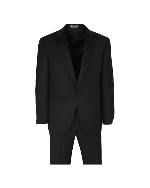 Corneliani Black Peak-Lapel Single-Breasted Suit for men