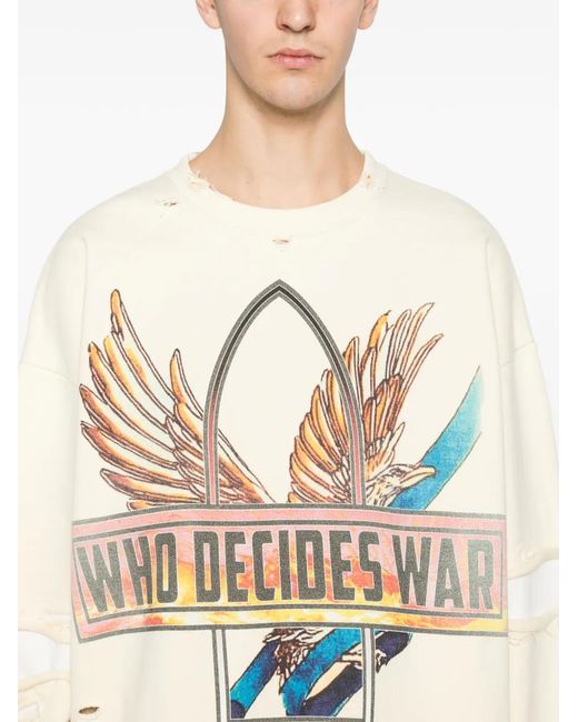 Who Decides War White Ribbon Tour Distressed Sweatshirt for men