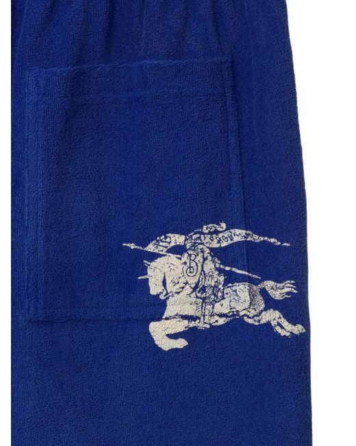 Burberry Blue Ekd-Print Towelled Shorts for men