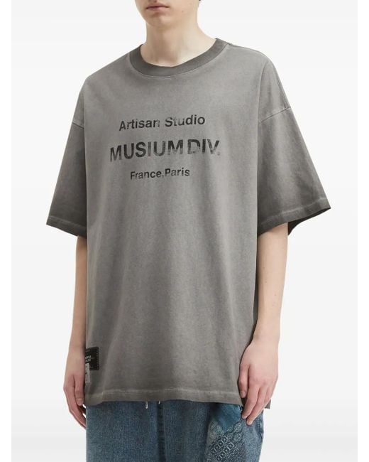 Musium Div. Gray Graphic-Print Oversized T-Shirt for men