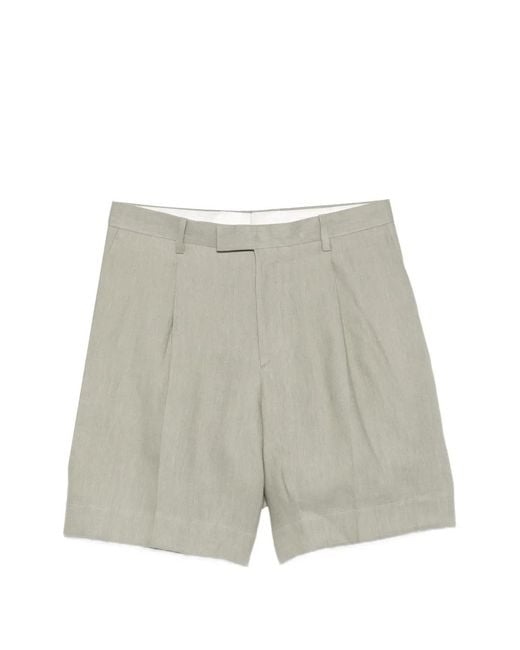 Lardini Gray Paaramis Pleated Button Shorts for men