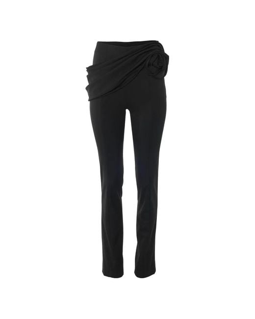 Carolina Herrera Black Rosette-Sash Skinny Trousers