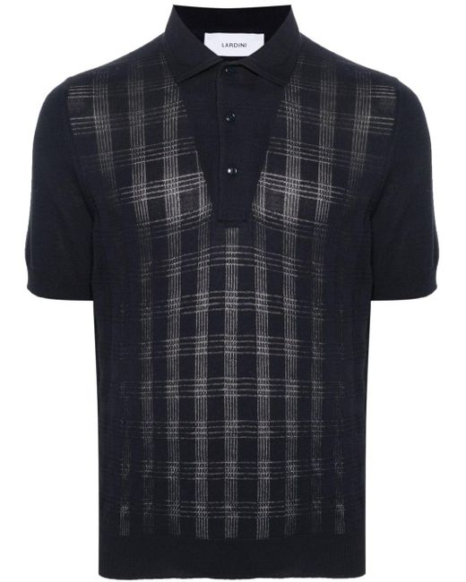 Lardini Black Checked Cotton Polo Shirt for men