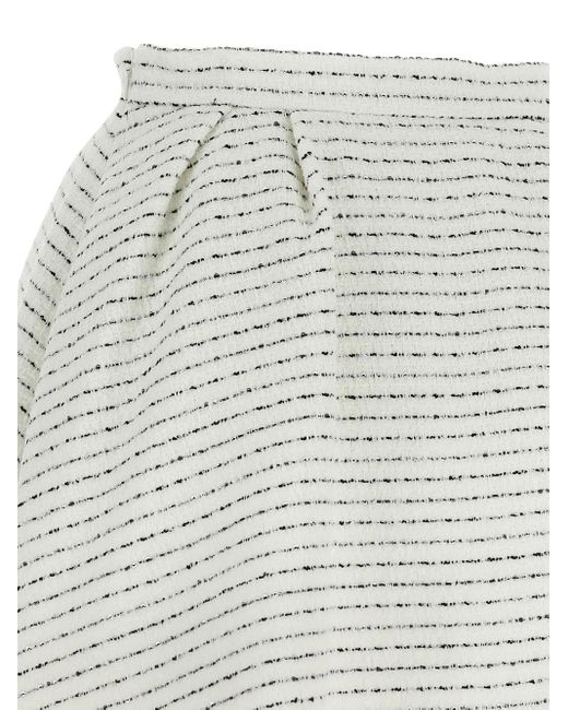 Alessandra Rich White Tweed Pleated Mini Skirt