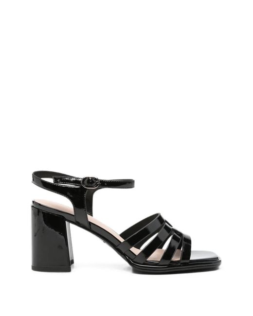 SERGIO MORETTI FIRENZE Black Patent Cage Sandals