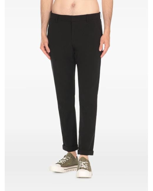 Dondup Black Button-Fastening Cuffed Trousers for men