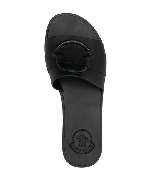 Moncler Mon Slippers Met Gegraveerd Logo in het Black