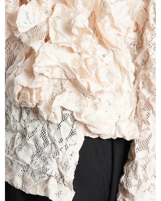 Comme des Garçons White Ruffled Floral-Lace Sweater