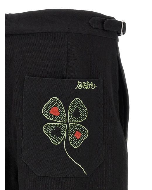Bode Black Button-Fastening Trousers for men
