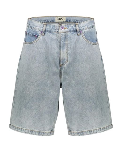 Perks And Mini Denim Shorts Met Contrasterend Stiksel in het Blue