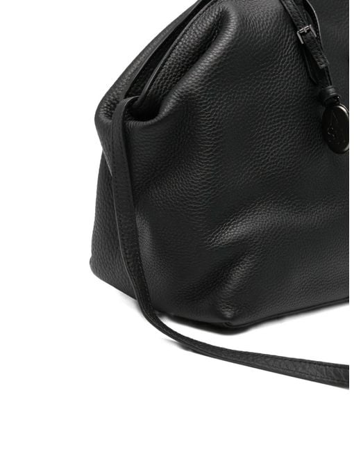 Ash Black Logo-Plaque Pebbled-Leather Tote Bag