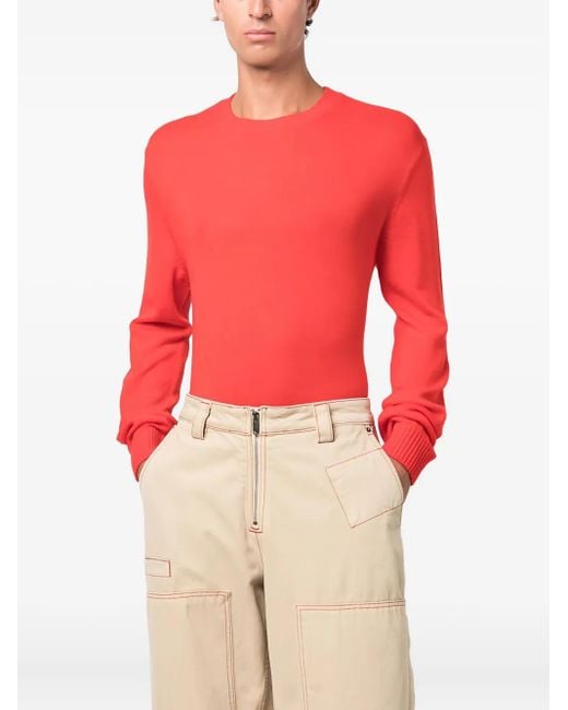 Jil Sander Red Wool Sweater for men
